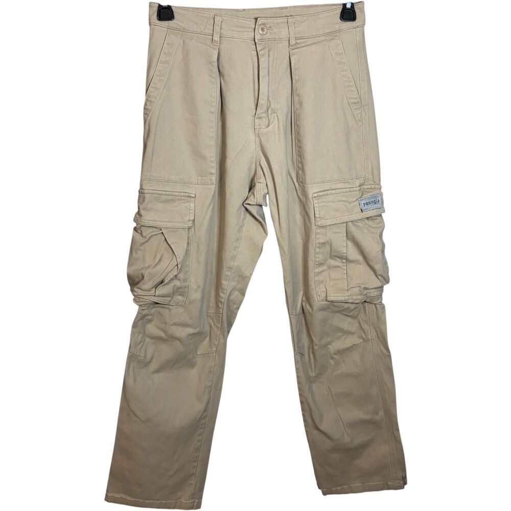 YoungLA Tan Cargo Pants Size 30R Straight Leg Utility Skater, Grunge, Streetwear